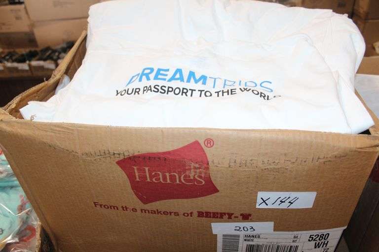 Hanes White Cotton Adult Large Passport Graphic T-Shirt Tagless Sold Per Shirt
