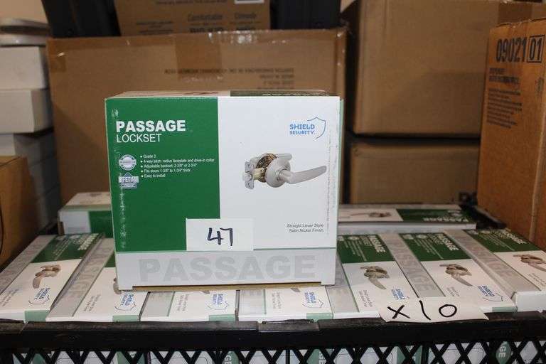Shield Security Passage Lockset Grade 3 Straight Lever Satin Nickel Pn:913811