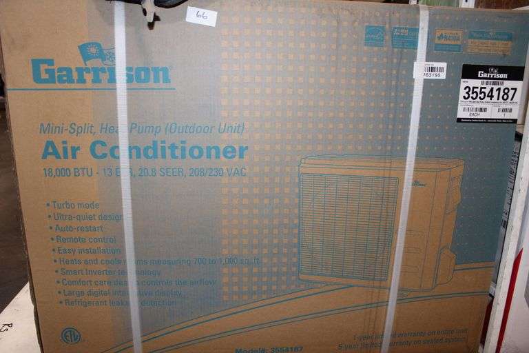 Garrison Mini Split Heat Pump Outdoor Unit Air Conditioner 18,000Btu - 13 Eer, 20.8 Seer, 208/230Vac  Item # 3554187