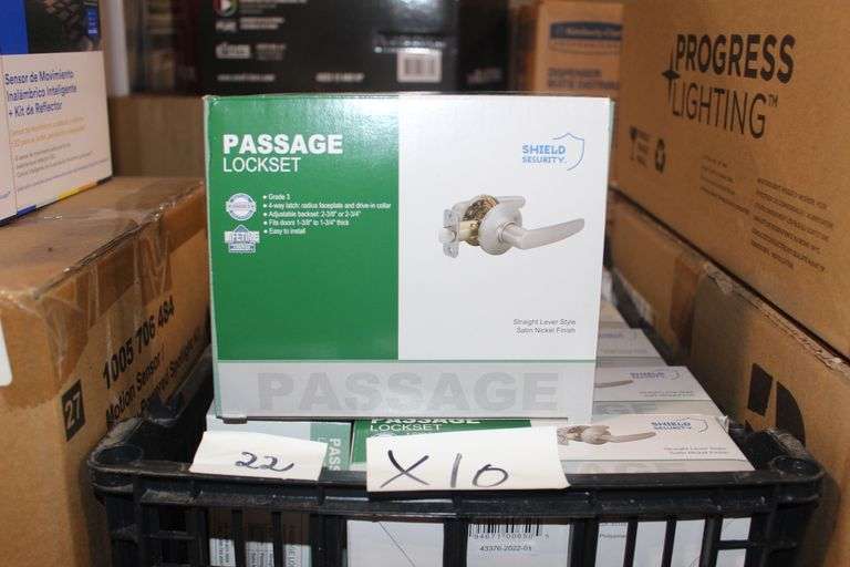 Shield Security Passage Lockset Grade 3 Straight Lever Satin Nickel Pn:913811
