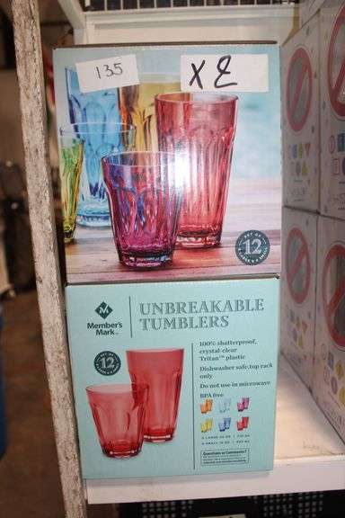 Members Mark Unbreakable Tritan Tumblers Set Of 12 (6-24Oz &  6-15Oz)  Various Colors