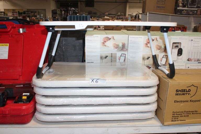 Portable Table Top With Cup Holder, Small Drawer, Tablet Holder Approx. 2'X16"X10" With Foldable Legs