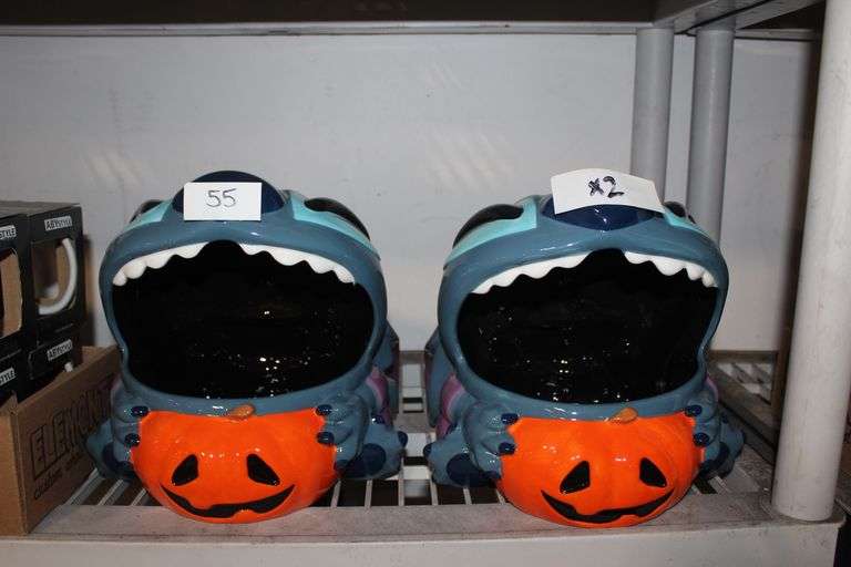 Ceramic Stitch Themed Halloween Candy Jar Aprox 10"