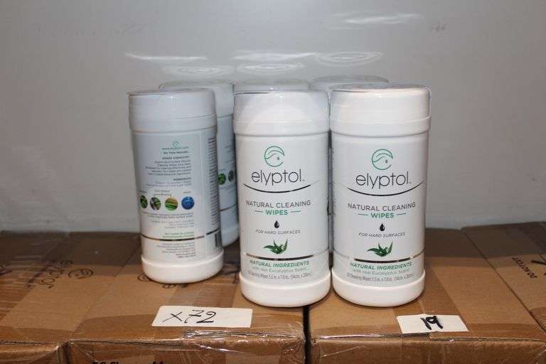 Elyptol Esw065 Natural Cleaning Wipes For Hard Surfaces With Real Eucalyptus Scent 65 Wipes Per Container Each 5.5"X7.8"