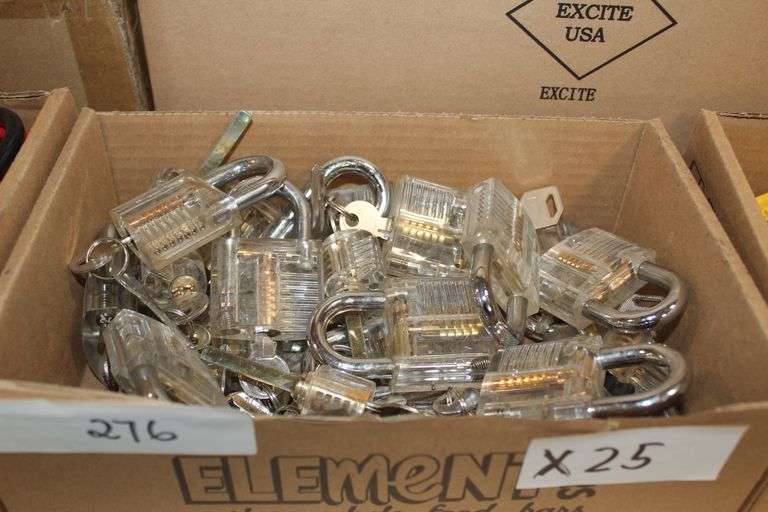 Clear Plastic Locks For Lock Picking Practice Most With Key, Various Styles Incld.
