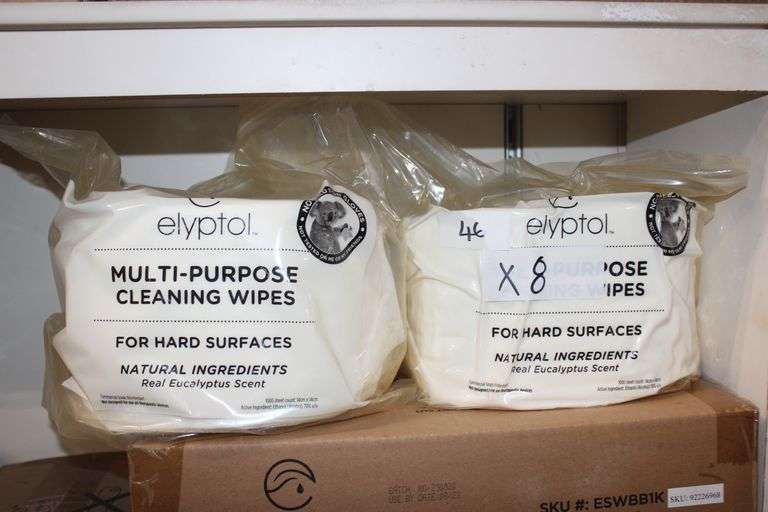 Elyptol Eswbb1K Multi-Purpose Cleaning Wipes For Hard Surfaces With Real Eucalyptus Scent 1000 Sheets Each Approx. 5.5"Sq