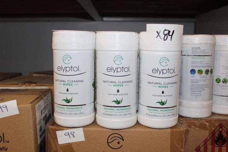 Elyptol Esw065 Natural Cleaning Wipes For Hard Surfaces With Real Eucalyptus Scent 65 Wipes Per Container Each 5.5"X7.8"