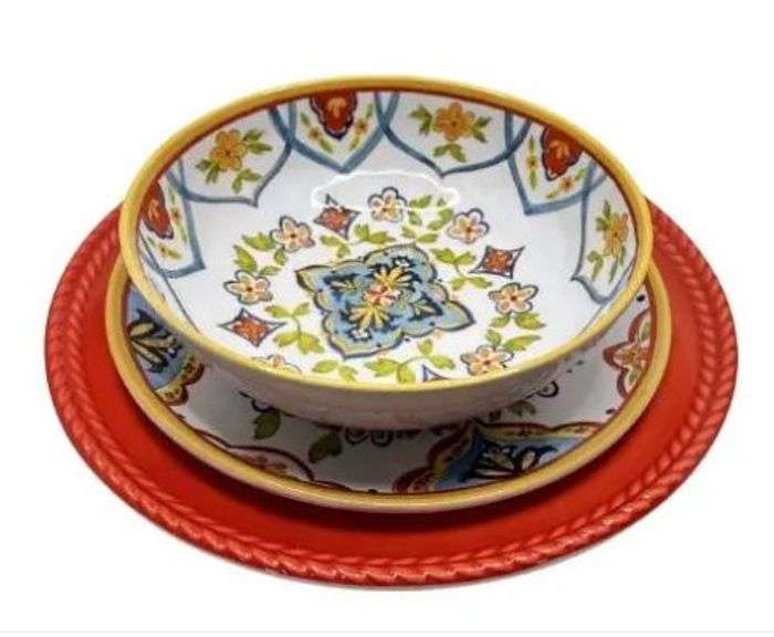 Brand new Members Mark Tuscan Elegance Melamine Dinnerware Set Of 18 For 6-Place Settings