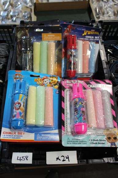Kids Themed 3Pcs Chalk Set With Holder, Themes Including Paw Patrol, Lol Surprise Dolls, Spiderman And Jurassic World