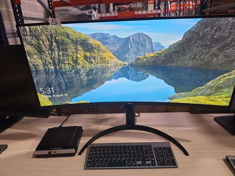 COMPLETE COMPUTER SET UP INCLD. HP ELITEDESK 800 G6 MINI COMPUTER MODEL AX201NGW, LG CURVE MONITOR 32" MODEL 34WP65C, W/ BLUETOOTH KEYBOARD & MOUSE