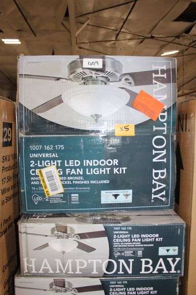 Hampton Bay Universal 2-Light Led Indoor Ceiling Fan Light Kit, With White, Oil Rubbed Bronze, And Brushed Nickel Finishes Incld. Dimmable 14"Diax6.6"H 1007 162 175
