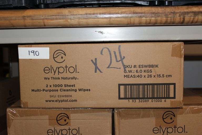 Elyptol Eswbb1K Multi-Purpose Cleaning Wipes For Hard Surfaces With Real Eucalyptus Scent 1000 Sheets Each Aprox 5.5"Sq