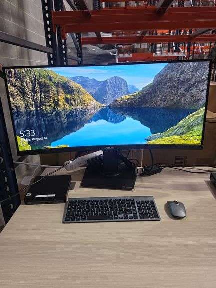 COMPLETE COMPUTER SET UP INCLD. HP ELITEDESK 800 G6 MINI COMPUTER MODEL AX201NGW, LG CURVE MONITOR 32" MODEL 34WP65C, W/ BLUETOOTH KEYBOARD & MOUSE