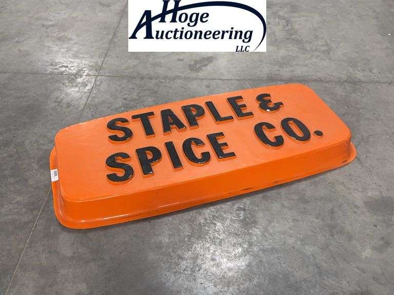 STAPLE & SPICE CO. PLASTIC SIGN, 49W X 23T