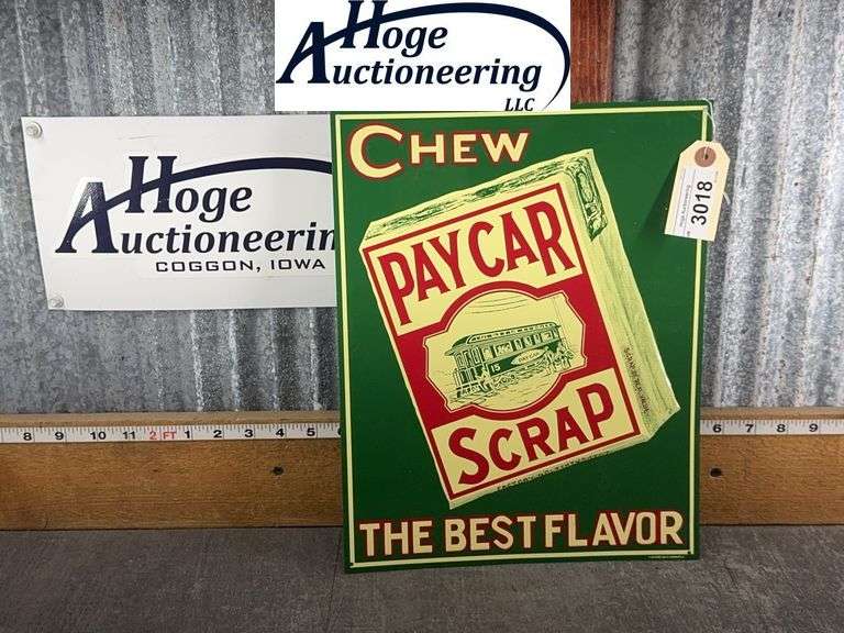 PAYCAR SCRAP CHEW TIN SIGN, 11W X 14T