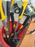 BUCKET W/ CLAMPS, CUTTERS, ETC