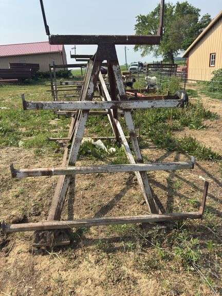 Iron storage rack. Approx 15ft long 5.5ft tall