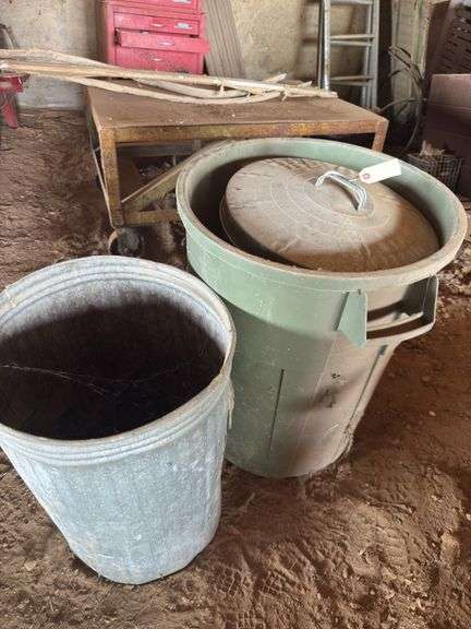 Galvanized & plastic garbage can