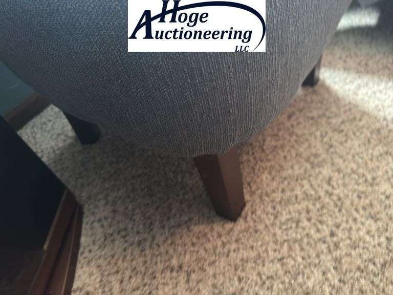 Grey cloth curved back chair