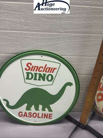 X2 - SInclair Dino Gasoline and Red Crown Gasoline signs - tin