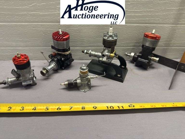5 items. Salesman sample miniature display motors. 2 McCoy. 1 Arden