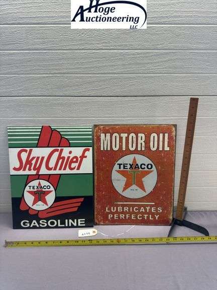 X2 - Texaco Sky Chief & Texaco Motor Oil signs - tin