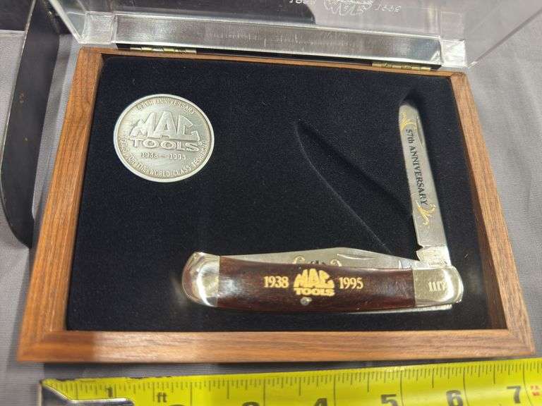 Mac Tools 57th Anniversary pocket knife and coin in case