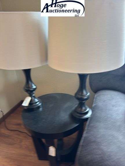 set of 2 lamps - black base with a white colored shade