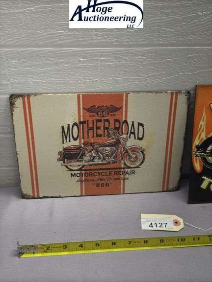 X2 - Born to Ride & Motherroad Route 66 signs - tin