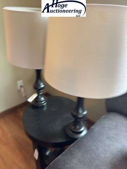 set of 2 lamps - black base with a white colored shade