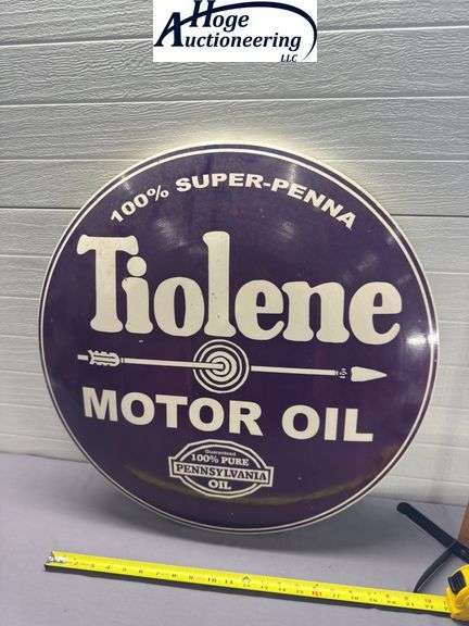 Tiolene Motor Oil round sign - tin