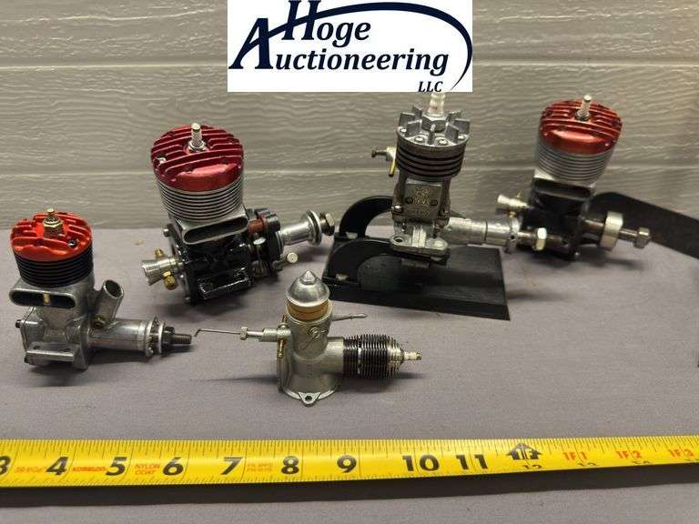 5 items. Salesman sample miniature display motors. 2 McCoy. 1 Arden