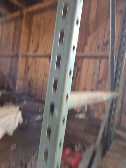 3 sections of pallet racking w/6 shelves. 4 uprights. Overall size as pictured us approx 24ft long, 