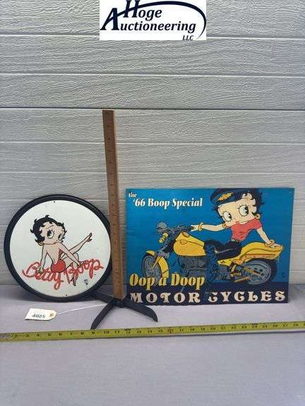 X2 - Betty Boop '66 Boop Special & Round Betty Boop sign - tin