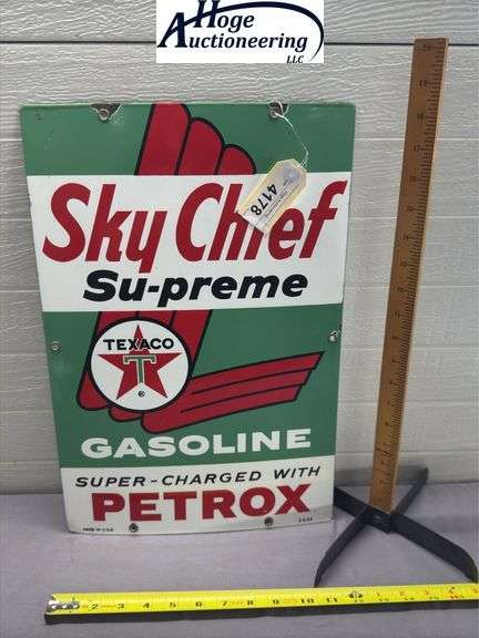 Texaco Sky Chief Su-preme Gasoline Sign - porcelain style