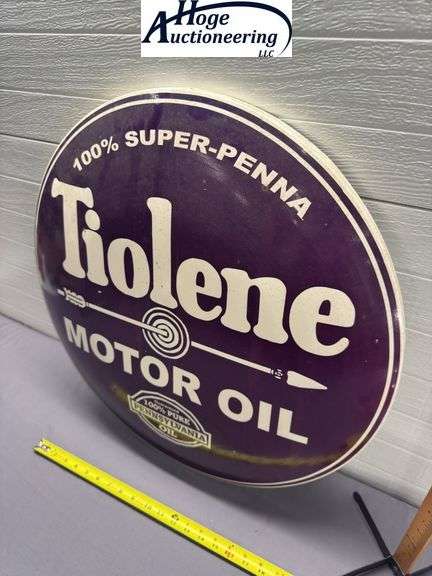 Tiolene Motor Oil round sign - tin