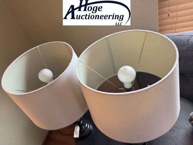 set of 2 lamps - black base with a white colored shade