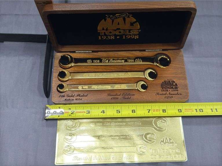 Mac Tools Collector’s edition 1938-1998 gold 3-pc wrench set