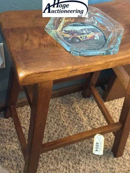 Wooden saddle bar stool with DX ashtray