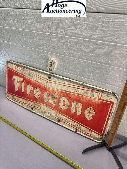 Firestone sign - tin