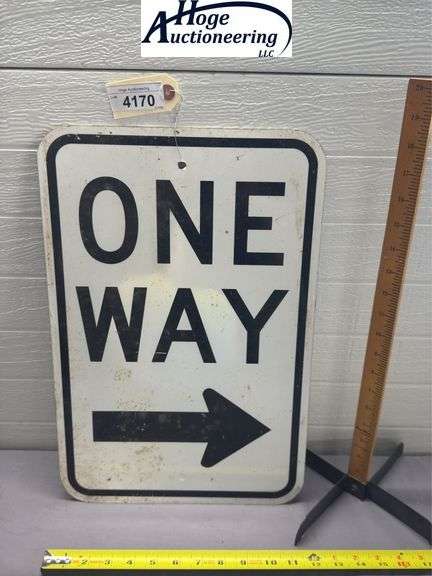 One Way sign - tin