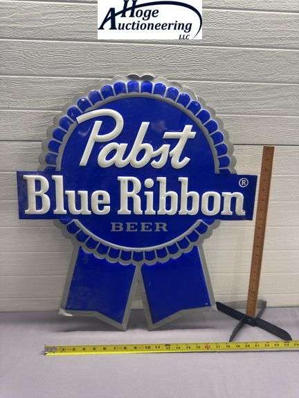 Pabst Blue Ribbon sign - tin - Hoge Auctioneering LLC