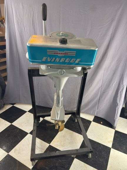 1939 Evinrude Speedi twin outboard motor w/stand
