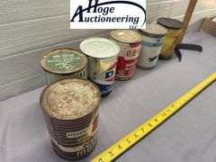 6 one quart cans. 1 Quaker State, 1 Mobil, 1 DX, 1 Archer, 1 RB 500, 1 Phillips 66