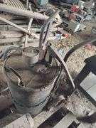 Grease barrel w/pump on 2 wheel cart