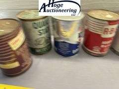 6 one quart cans. 1 Quaker State, 1 Mobil, 1 DX, 1 Archer, 1 RB 500, 1 Phillips 66