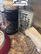 Sterling & Noble Clock, paper towel holders, utensil holders, pig decor, Mr. Coffee coffee maker, na