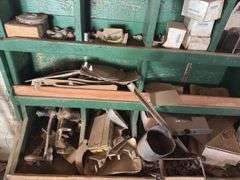 Wood organizer-misc parts, some new trailer brake parts - 88"T x 68" L x 16"D