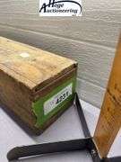 4 Chimfex Chimney Fire Extinguishers wooden box with sliding lid. Other text include on box - Signal