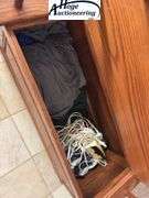Wooden storage bench. Dog bed and items inside included